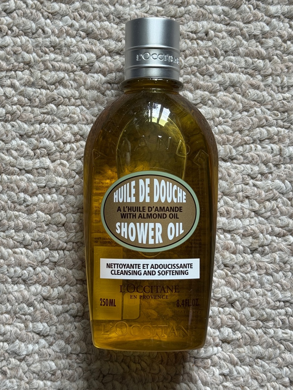 L'OCCITANE Almond Shower Oil - Amber Bottle with Silver Cap 250ml